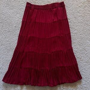 Cattelac Ranch Dark Red Pleated Skirt